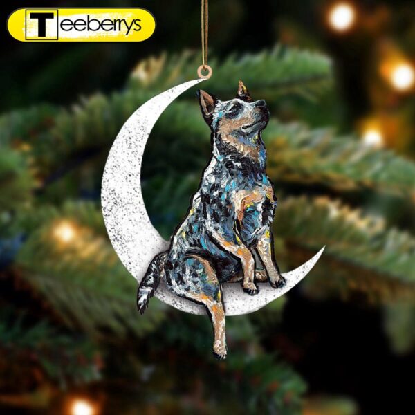 Heeler-Sit On The Moon-Two Sided Christmas Plastic Hanging Ornament