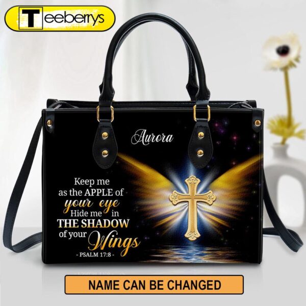 Hide Me In The Shadow Of Your Wings Psalm 17 8 Leather Bag – Personalized Leather Bible Handbag