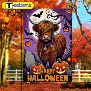 Highland Cow Halloween Flag, Halloween…