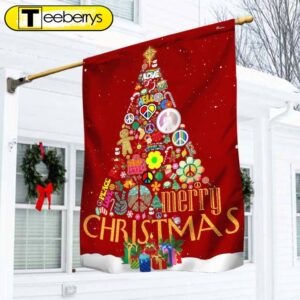 Hippie Christmas Tree Flag Merry…