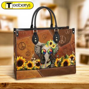 Hippie Elephant Peace Leather Bag…