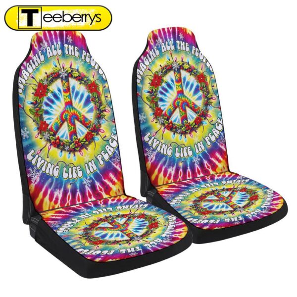 Hippie Peace Sign Christmas Imagine All The People Living Life In Peace Seat Cover Cars