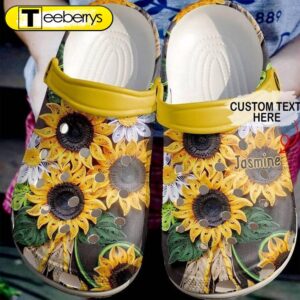 Hippie Personalized Sunflower Art Clog…