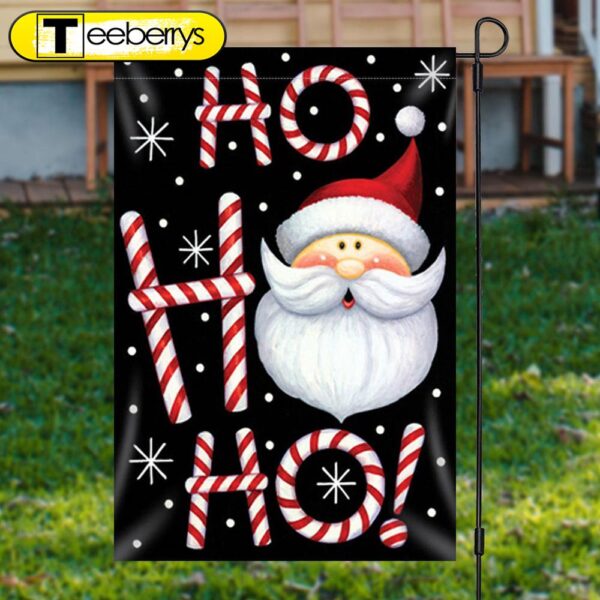 Hoho Santa Claus Black Snowy Christmas Garden FlagXmas, Garden Flags, Outdoor Xmas Flags