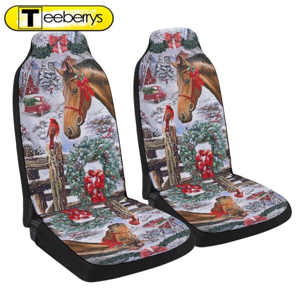 Horse Christmas Snow Seat Cover Cars