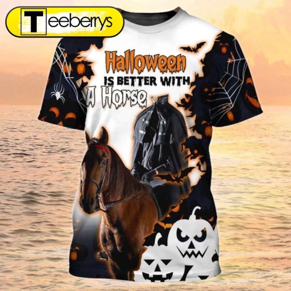 Horse Halloween 3D Shirt Men Women, Ghost Riding Halloween Tshirt, Halloween Shirt Gift