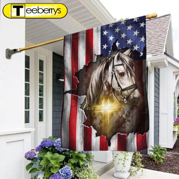 Horse Stand With God Christian Cross American Flag – Christian Flag