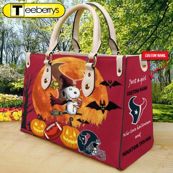 Houston Texans NFL Snoopy Halloween Women Leather Hand Bag