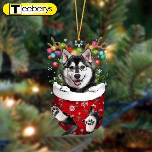 Husky-In Christmas Pocket Two Sides Christmas Plastic Hanging Ornament