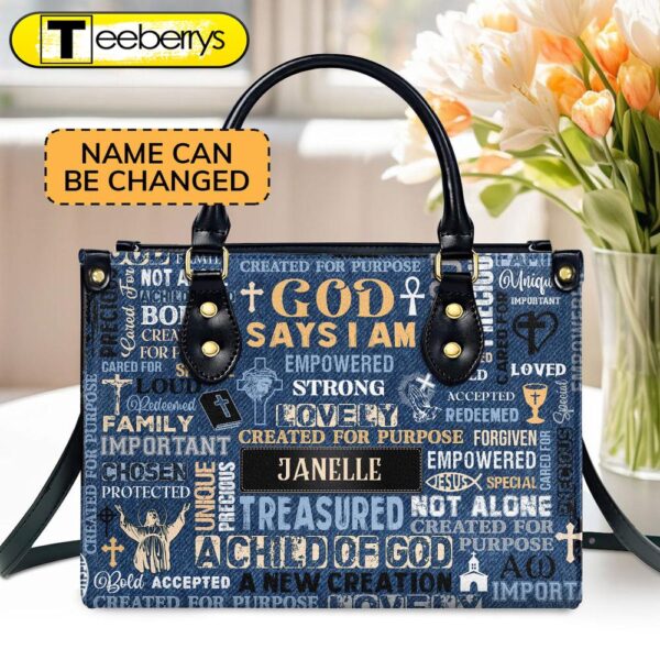 I Am A Child Of God Custom Name Leather Handbags For Women