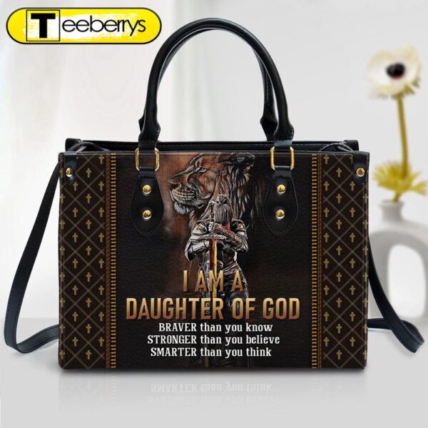 I Am A Daughter Of God Lion Leather Handbag – Religious Gifts For Women