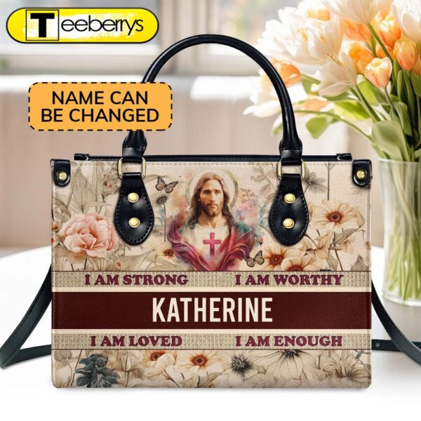 I Am Enough Custom Name Leather Handbags For Women