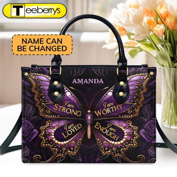 I Am Love Personalized Leather Handbag With Handle For Women