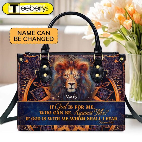 If God Is For Me Custom Name Leather Handbags For Women