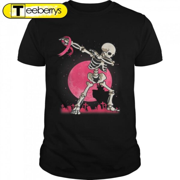 In October We Wear Pink Funny Dabbing Skeleton Halloween T-Shirt