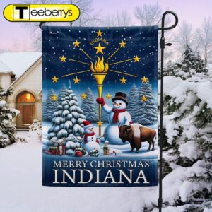 Indiana Christmas Flag Snowman with…