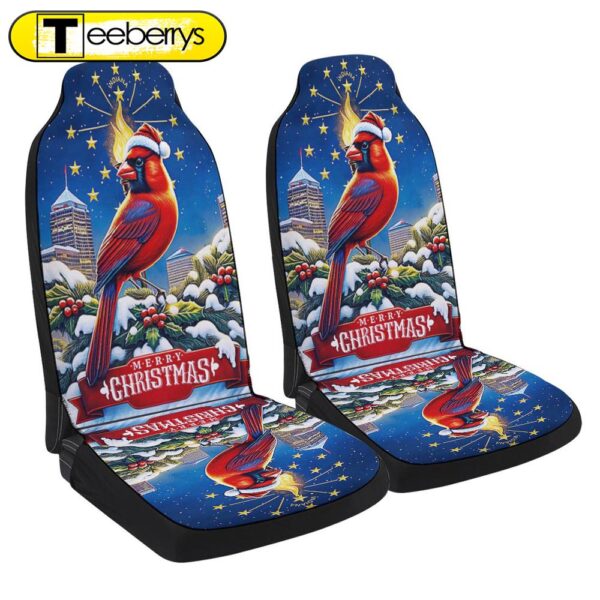 Indiana Christmas Gold Torch And Cardinal Bird Seat Cover Cars