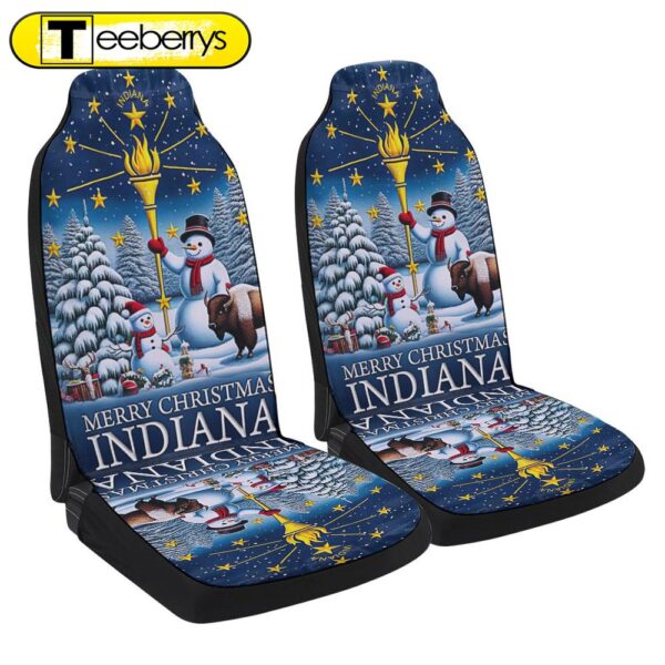 Indiana Christmas Snowman With Gold Torch Merry Christmas Seat Cover Cars