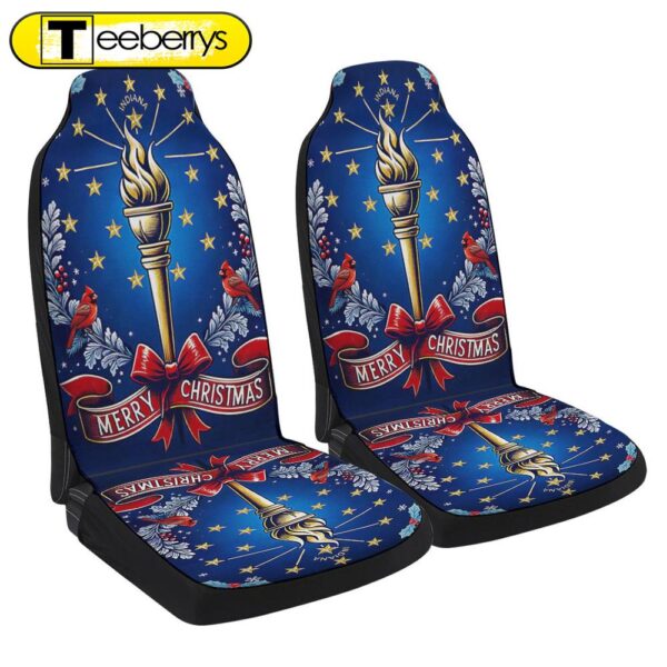 Indiana Merry Christmas Torch And Strs Seat Cover Cars