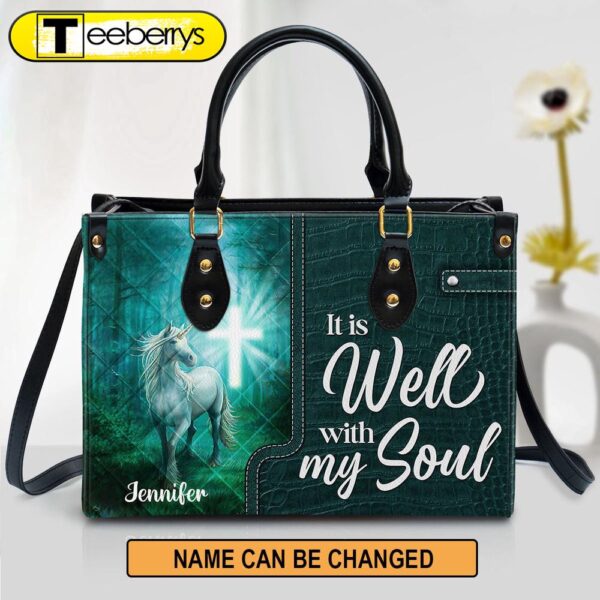 It Is Well With My Soul Beautiful Personalized Unicorn Leather Bag For Women