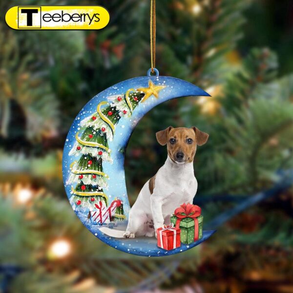 Jack Russell Terrier Sit On The Blue Moon-Two Sided Christmas Plastic Hanging Ornament