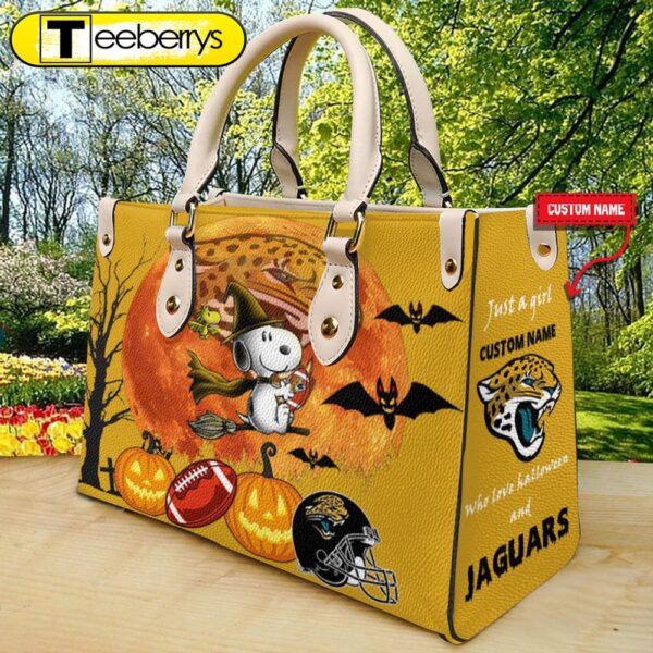 Jacksonville Jaguars NFL Snoopy Halloween Women Leather Hand Bag