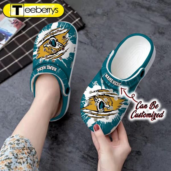 Jaguars Personalized JJaguars Football Ripped Claw Clog Shoes