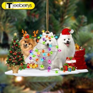 Japanese Spitz-Christmas Dog Friends Hanging…