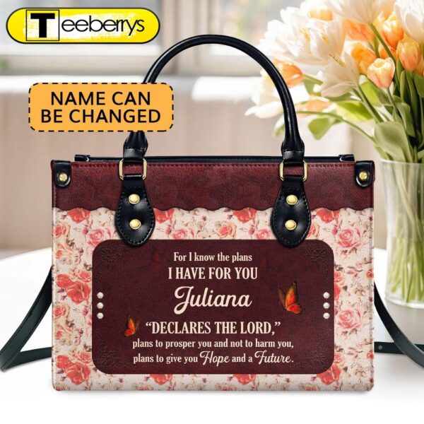 Jeremiah 2911 Personalized Zippered Leather Handbag For I Know The Plans I Have For You Religious