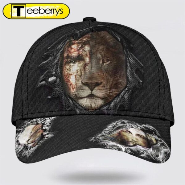 Jesus Christ And Lion Half Face Baseball Cap – Christian Hats for Men and Women