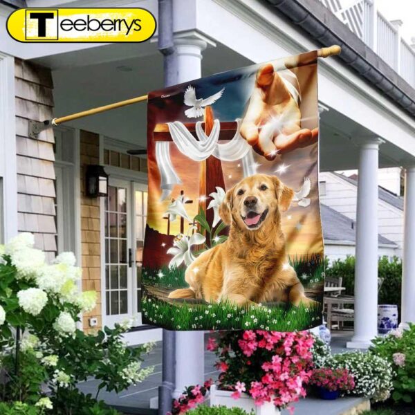 Jesus Is My Savior Golden Retriever Is My Therapy, Jesus Christ Dog Flagwix Golden Retriever Flag