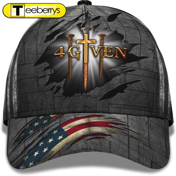 Jesus Religious Cross Nails And American Flag Forgiven 4given All Over Print Baseball Cap