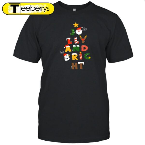 Jolly And Bright Best Christmas Vibes Teacher Shirt