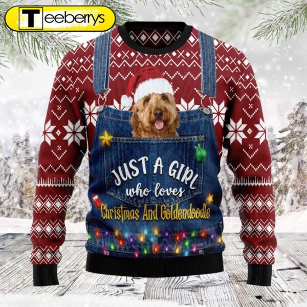 Just A Girl Who Loves Christmas & Goldendoodle Ugly Christmas Sweater Festive & Fun