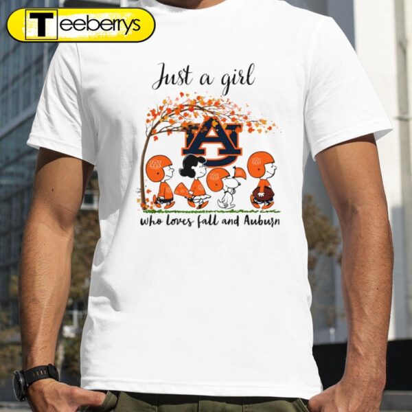 Just A Girl Who Loves Fall and Auburn Peanuts Cartoon Halloween T-shirts