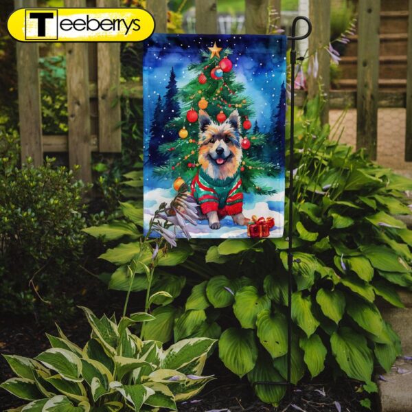 Keeshond Christmas Garden Flag