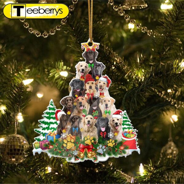 Labrador Full The Christmas Tree-Two Sided Christmas Plastic Hanging Ornament