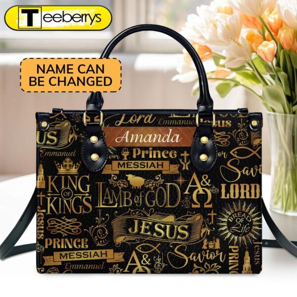 Lamb Of God  Personalized Leather Handbag With Zipper – Inspirational Gift Christian Ladies