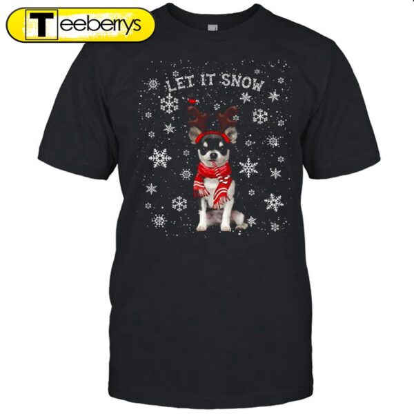 Let It Snow Black Chihuahua Dog Christmas Shirts