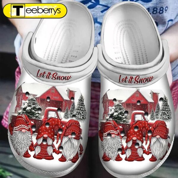 Let It Snow Gnomies Christmas  Clog Shoes