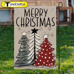 Line Xmas Tree Burlap Merry…