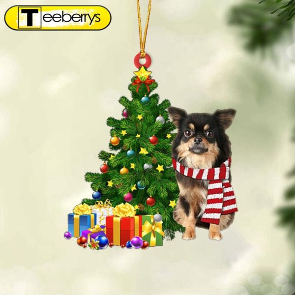 Long Haired Chihuahua-Christmas Star Hanging Christmas Plastic Hanging Ornament