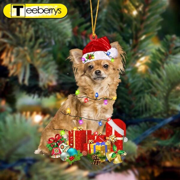 Long Haired Tan Chihuahua-Dog Be Christmas Tree Hanging Christmas Ornament