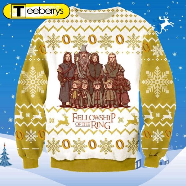 Lord of the Rings Fellowship Ugly Christmas Sweater T-Shirt – Official LOTR Merchandise