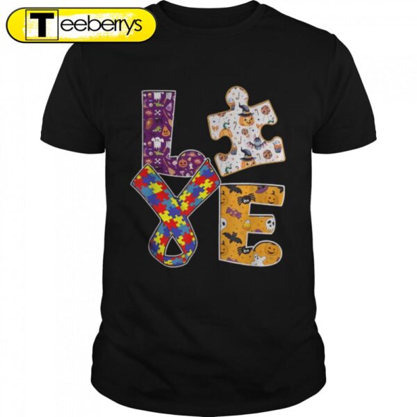 Love Autism Awareness Halloween Funny Halloween T-Shirt