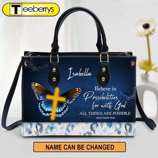 Matthew 1926 All Things Are Possible Leather Bag – Personalized Leather Bible Handbag