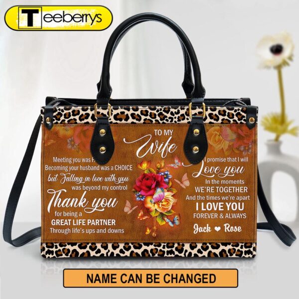 Meeting You Was Fate Sweet Flower Leather Bag – Custom Name Leather Handbag For Wife