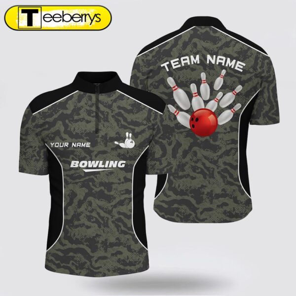 Men Bowling Jersey Shirts Custom Bowling Ball And Pins Camo Bowling Team Jersey