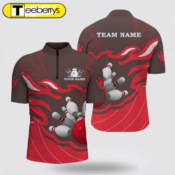 Men Bowling Jersey Shirts Custom Bowling Ball Pins Team League Jersey, Bowling Gift Red