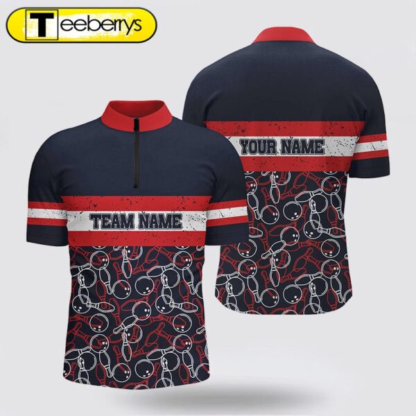 Men Bowling Jersey Shirts Custom Name Red And Blue Vintage Bowling Team Bowlers Jerseys